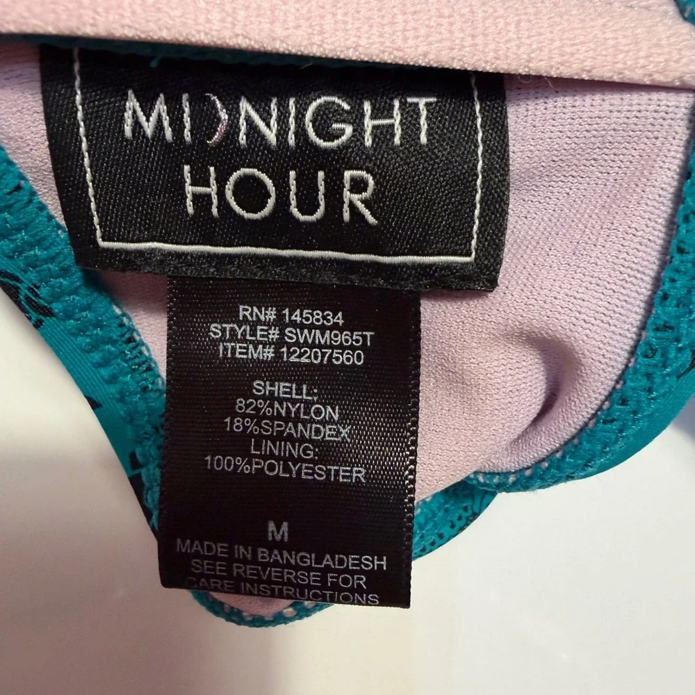 Hot Topic Midnight Hour Teal Sugar Skull Rose Halter Bikini Top Medium Underwire